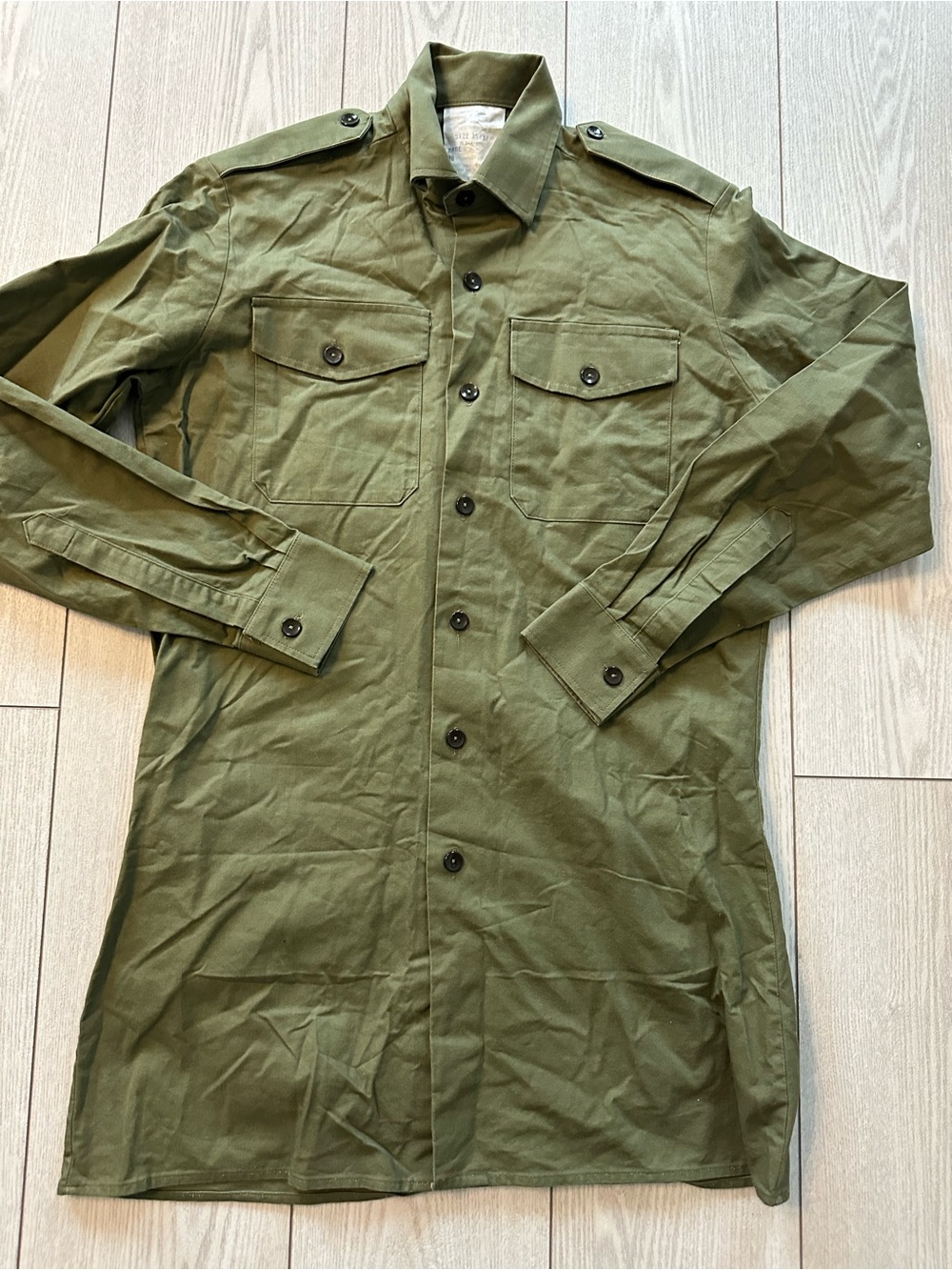 Vintage Men's Olive Green Military-Style Button Front Jacket size 35/37